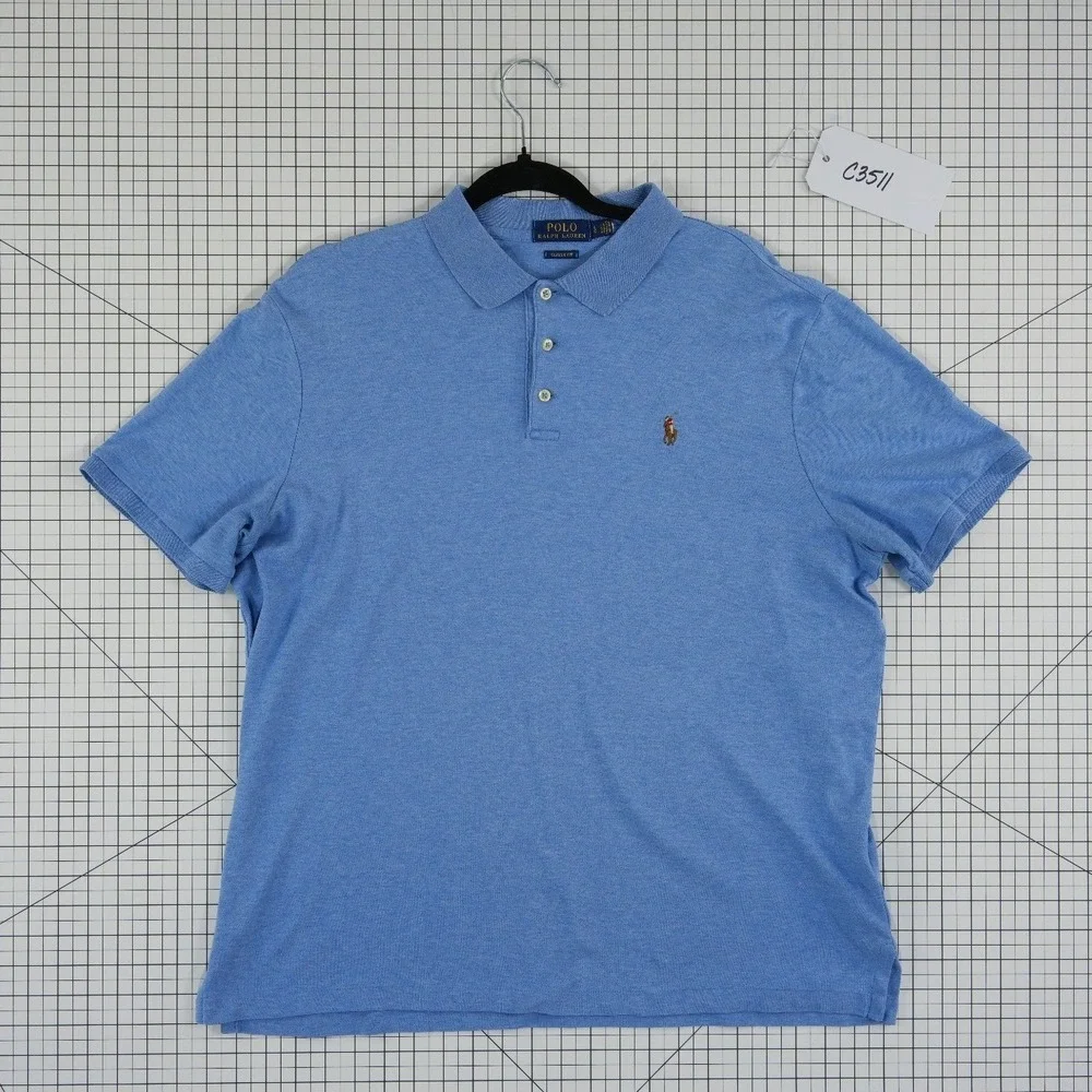 Polo Ralph Lauren Polo Shirt Top Men's Size Large Blue 100%‎ Cotton Classic Fit